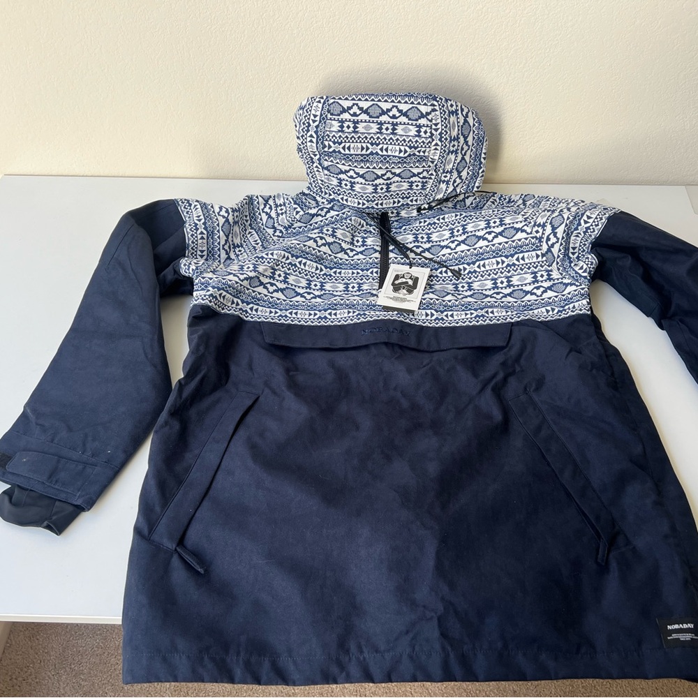 Nobaday Snowboarding Winter Suede Anorak Jacket Navy Blue M